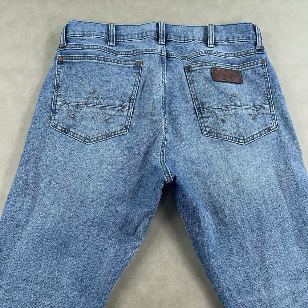 Wrangler Retro Slim Boot Jeans Mens 34x32 Light Wash Denim Bootcut Pants - Picture 7 of 15